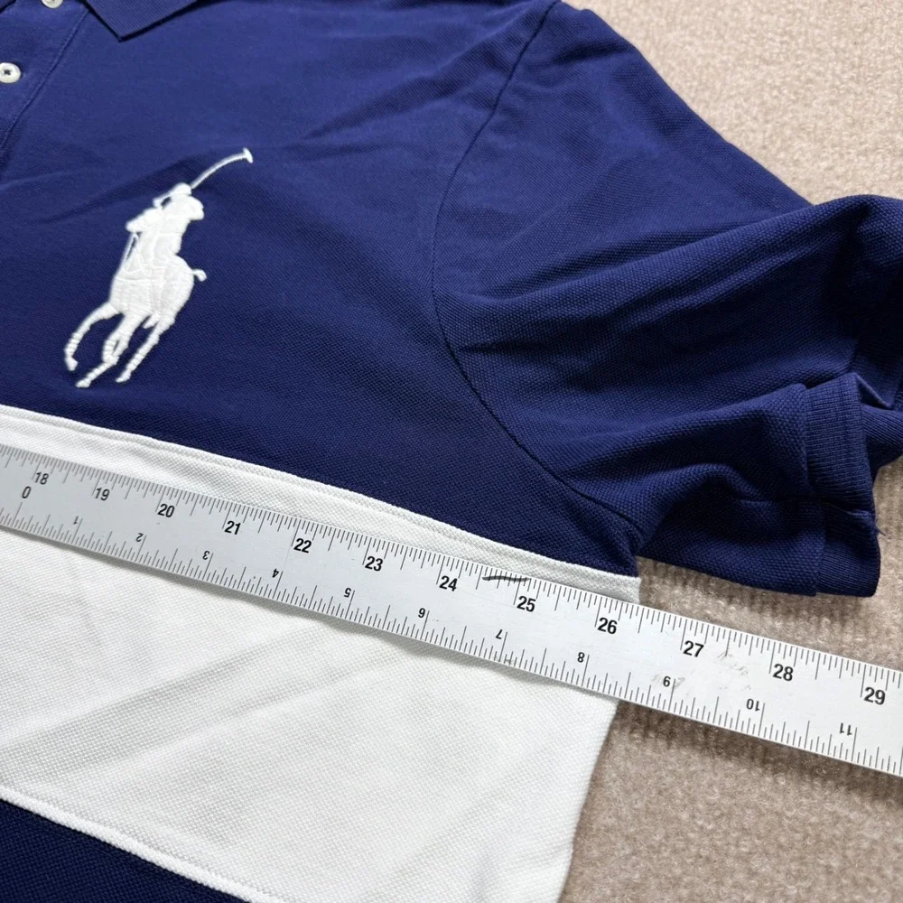 Polo Ralph Lauren XXL Navy White Dual Crossed Mallets Big Pony Mesh Knit Shirt 3